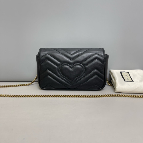 Gucci Matelasse Super Mini GG Marmont Calfskin Black