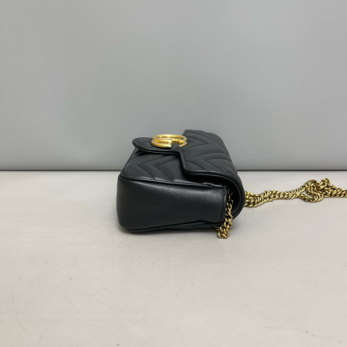 Gucci Matelasse Super Mini GG Marmont Calfskin Black