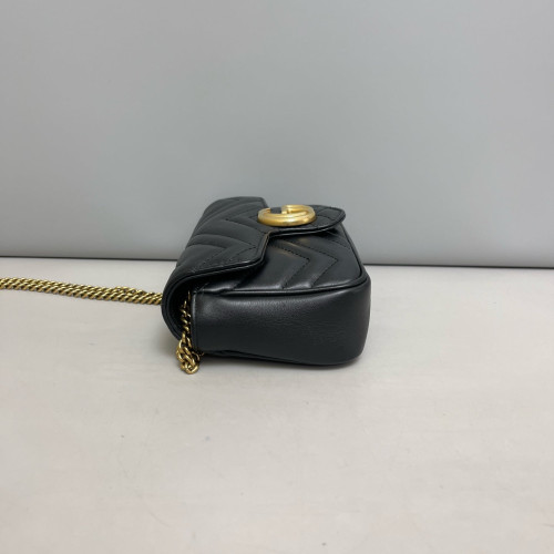 Gucci Matelasse Super Mini GG Marmont Calfskin Black