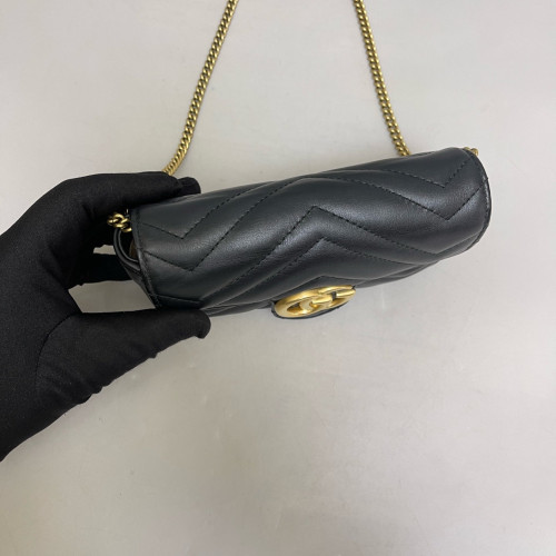 Gucci Matelasse Super Mini GG Marmont Calfskin Black