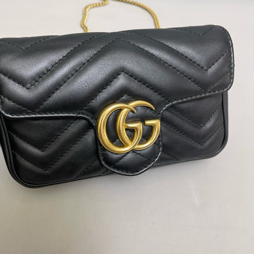 Gucci Matelasse Super Mini GG Marmont Calfskin Black