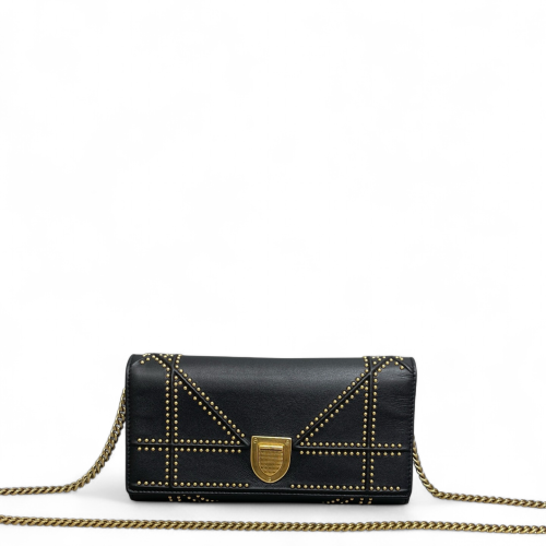 Dior Studded Diorama Croisiere Chain Wallet Calfskin Black