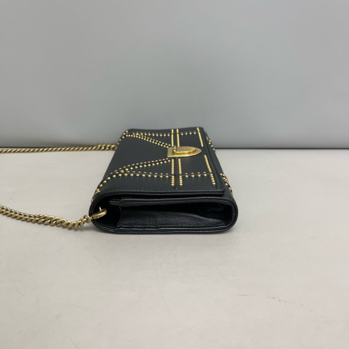 Dior Studded Diorama Croisiere Chain Wallet Calfskin Black