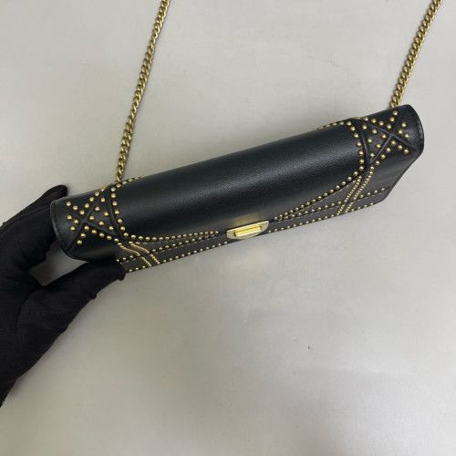 Dior Studded Diorama Croisiere Chain Wallet Calfskin Black