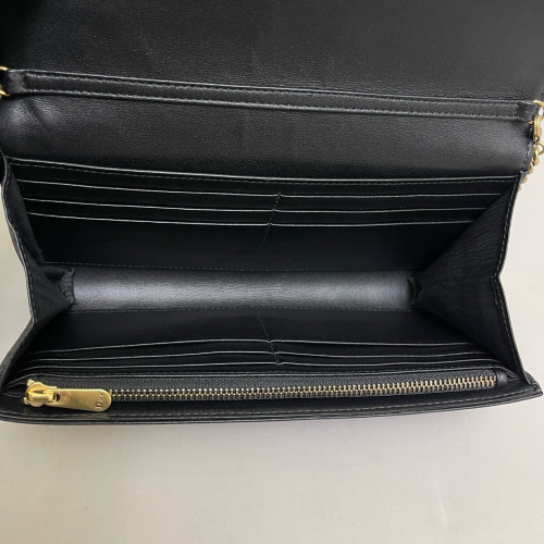 Dior Studded Diorama Croisiere Chain Wallet Calfskin Black
