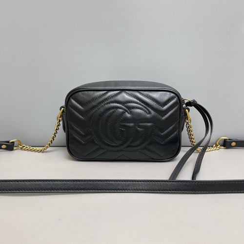 Gucci Matelasse Mini GG Marmont Chain Shoulder Bag Calfskin Black