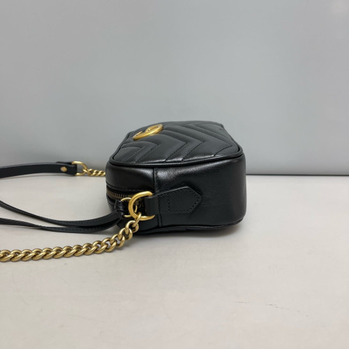 Gucci Matelasse Mini GG Marmont Chain Shoulder Bag Calfskin Black