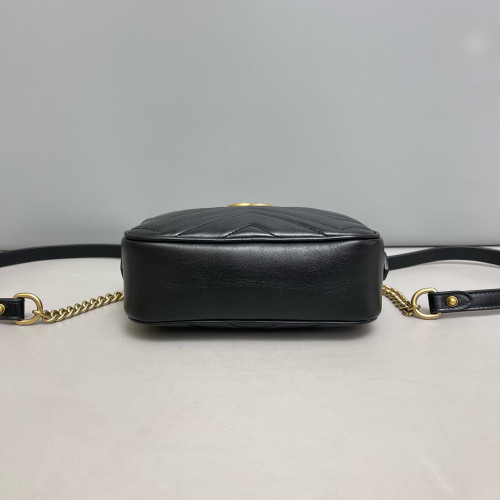 Gucci Matelasse Mini GG Marmont Chain Shoulder Bag Calfskin Black