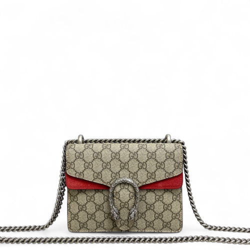 Gucci Mini Dionysus GG Supreme Monogram Suede Red