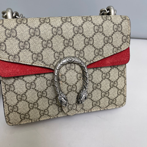 Gucci Mini Dionysus GG Supreme Monogram Suede Red