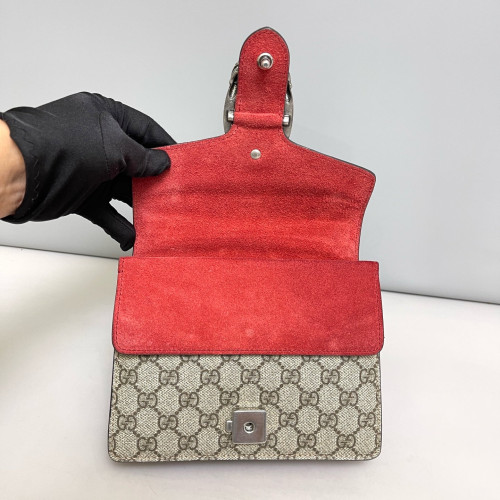 Gucci Mini Dionysus GG Supreme Monogram Suede Red