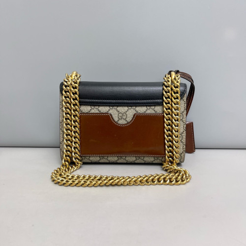 Gucci Small Padlock Shoulder Bag GG Supreme Monogram Black Beige Brown