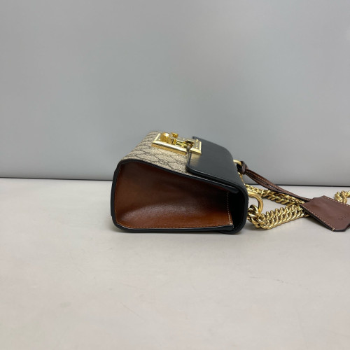 Gucci Small Padlock Shoulder Bag GG Supreme Monogram Black Beige Brown