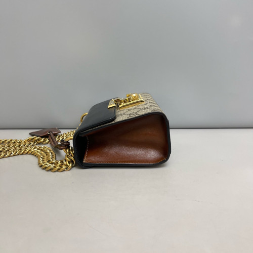Gucci Small Padlock Shoulder Bag GG Supreme Monogram Black Beige Brown