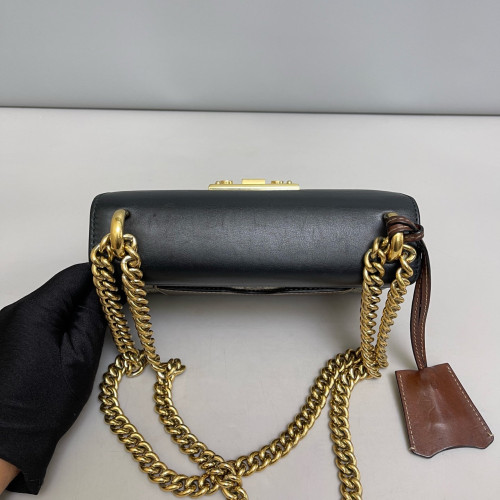Gucci Small Padlock Shoulder Bag GG Supreme Monogram Black Beige Brown
