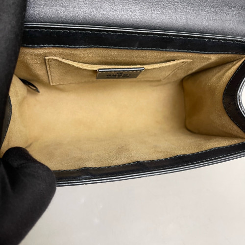 Gucci Small Padlock Shoulder Bag GG Supreme Monogram Black Beige Brown
