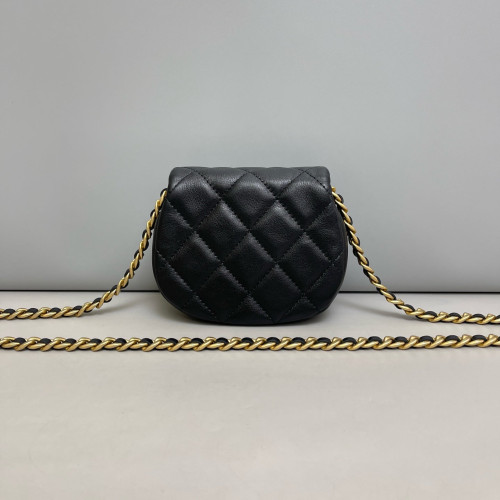 Chanel Quilted Saddle Bag Calfskin Black