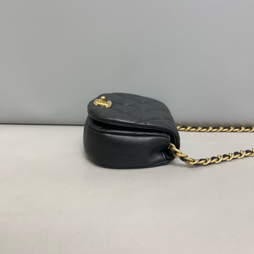 Chanel Quilted Saddle Bag Calfskin Black