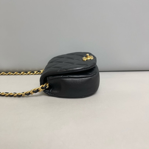 Chanel Quilted Saddle Bag Calfskin Black