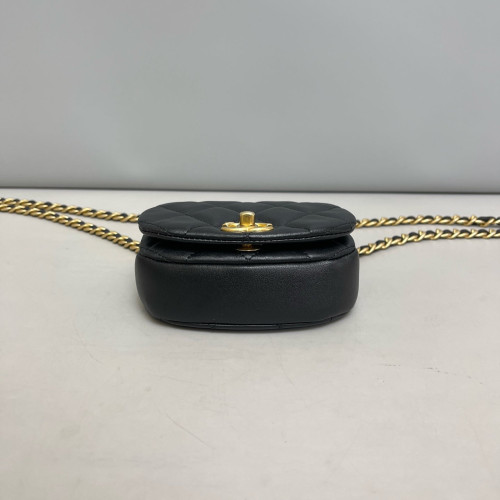 Chanel Quilted Saddle Bag Calfskin Black