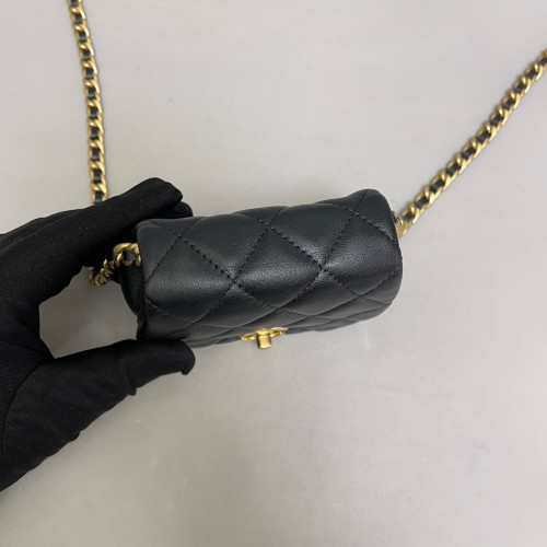 Chanel Quilted Saddle Bag Calfskin Black