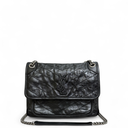 Yves Saint Laurent Medium Niki Messenger Pull Up Leather Black Yves Saint Laurent Medium Niki Messenger Pull Up Leather Black