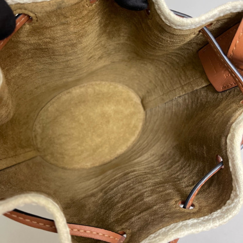 Loewe Small Balloon Bucket Canvas Calfskin Beige Mystic White Beige Clair