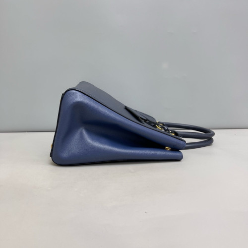 Prada Medium Galleria Double Zip Tote Saffiano Calfskin Blue