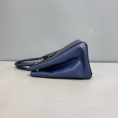 Prada Medium Galleria Double Zip Tote Saffiano Calfskin Blue