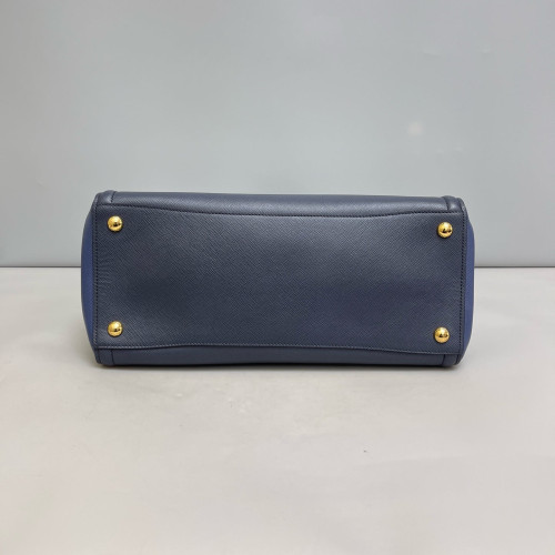 Prada Medium Galleria Double Zip Tote Saffiano Calfskin Blue