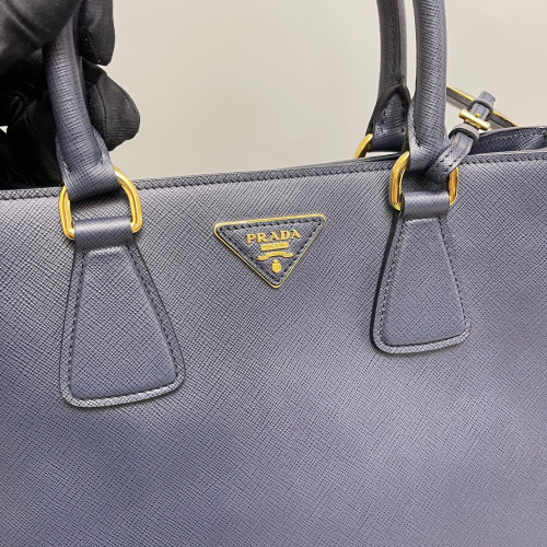 Prada Medium Galleria Double Zip Tote Saffiano Calfskin Blue