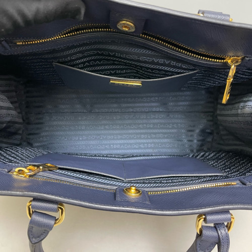 Prada Medium Galleria Double Zip Tote Saffiano Calfskin Blue
