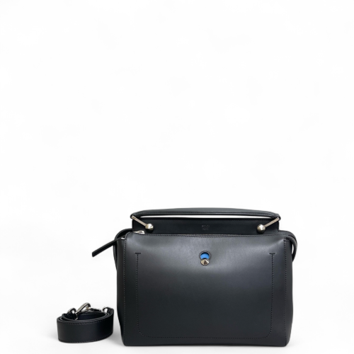 Fendi Dotcom Shoulder Bag Calfskin Black Blue