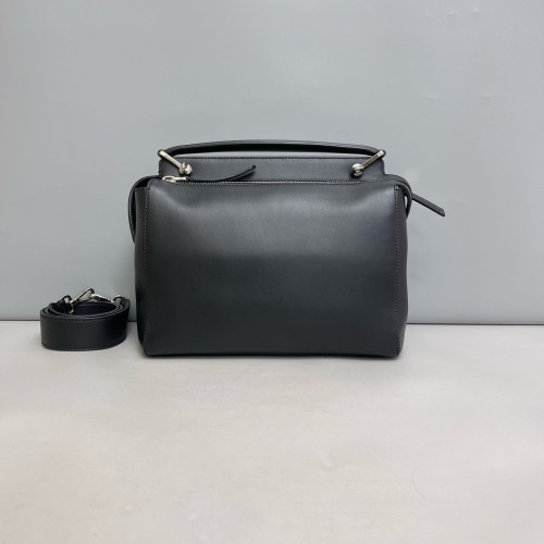 Fendi Dotcom Shoulder Bag Calfskin Black Blue