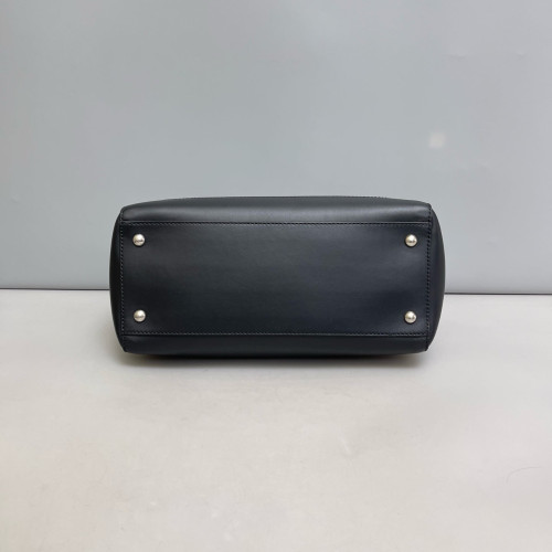 Fendi Dotcom Shoulder Bag Calfskin Black Blue