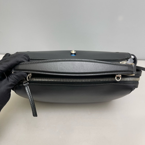 Fendi Dotcom Shoulder Bag Calfskin Black Blue