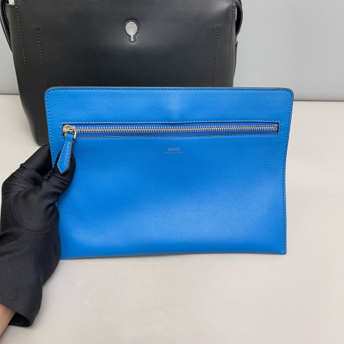 Fendi Dotcom Shoulder Bag Calfskin Black Blue