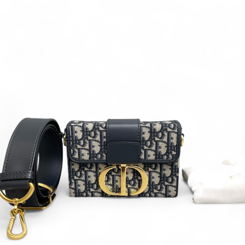 Dior 30 Montaigne Mini Box Bag Oblique Beige Navy Black