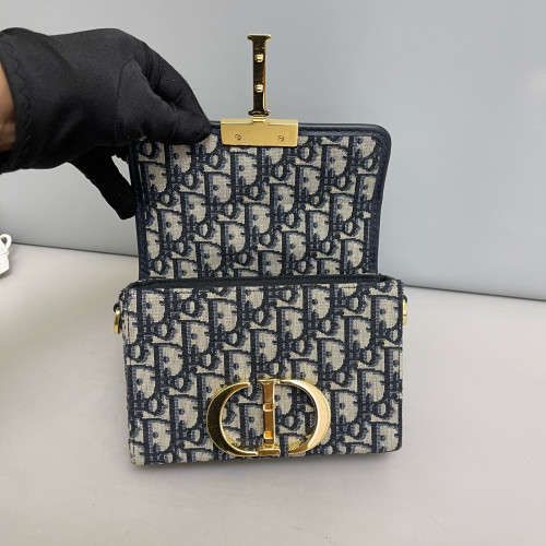Dior 30 Montaigne Mini Box Bag Oblique Beige Navy Black