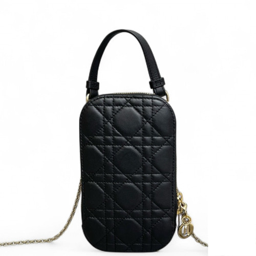 Dior Lady Dior Phone Holder Calfskin Black