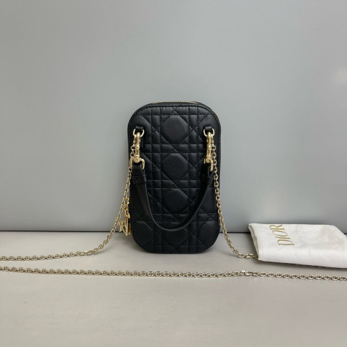 Dior Lady Dior Phone Holder Calfskin Black