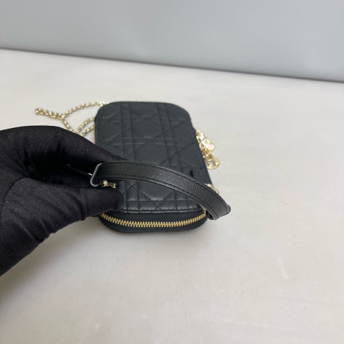Dior Lady Dior Phone Holder Calfskin Black
