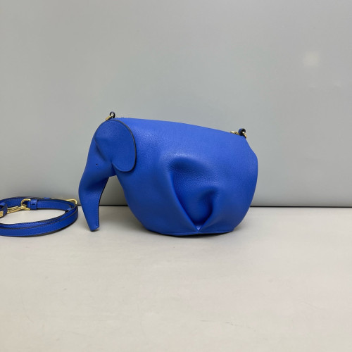 Loewe Elephant Shoulder Bag Calfskin Blue
