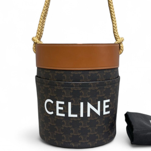 Celine Bucket Triomphe Tan Brown