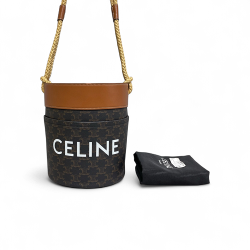 Celine Bucket Triomphe Tan Brown