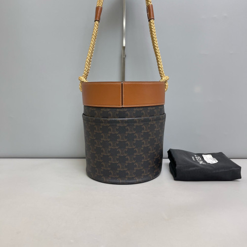 Celine Bucket Triomphe Tan Brown