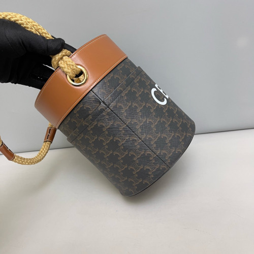 Celine Bucket Triomphe Tan Brown