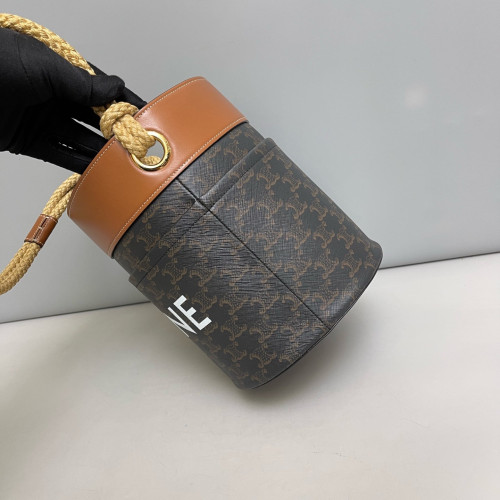Celine Bucket Triomphe Tan Brown