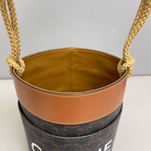 Celine Bucket Triomphe Tan Brown