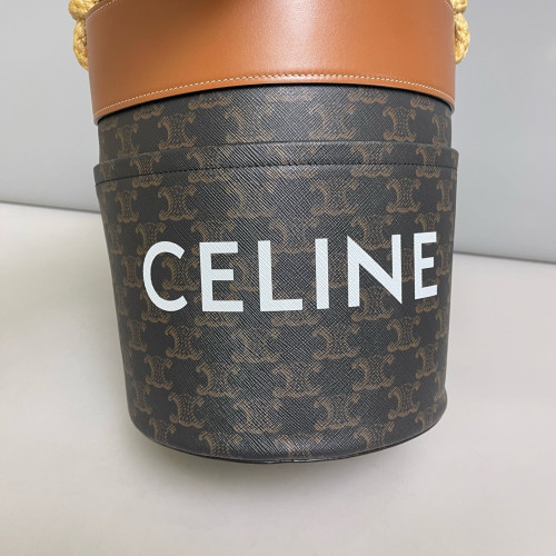 Celine Bucket Triomphe Tan Brown